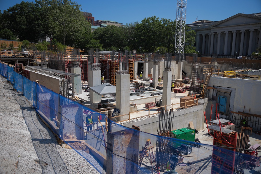 Construction continues on the lower levels of the White House ballroom on May 19 (Getty)