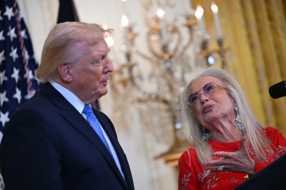 One person interviewed mocked Trump's close relationship with billionaire Miriam Adelson, shown here at the White House in December (AFP/Getty)