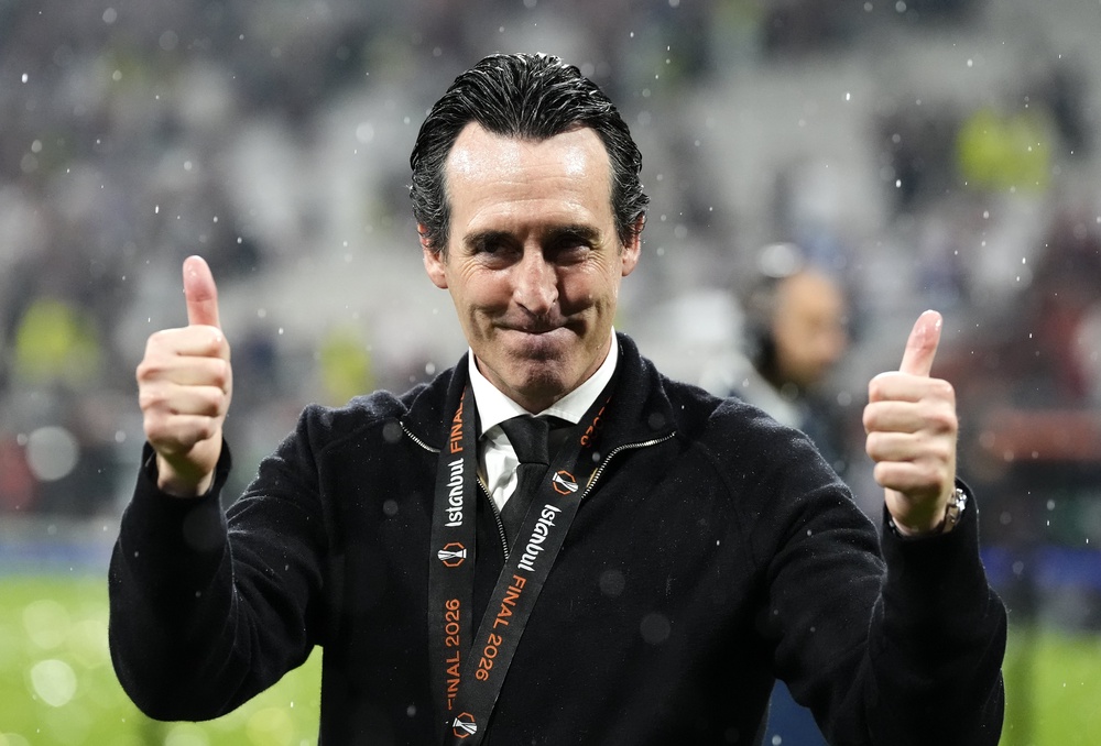 Unai Emery celebrates following the win (Nick Potts/PA) (PA Wire)