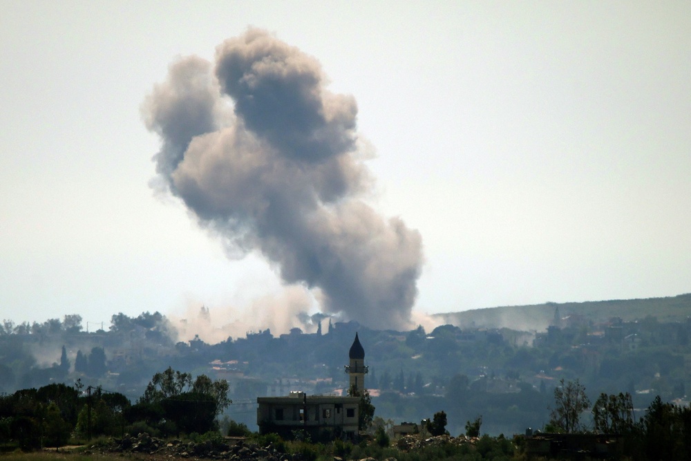 Smoke rises from the site of an Israeli airstrike in southern Lebanon (AFP/Getty)