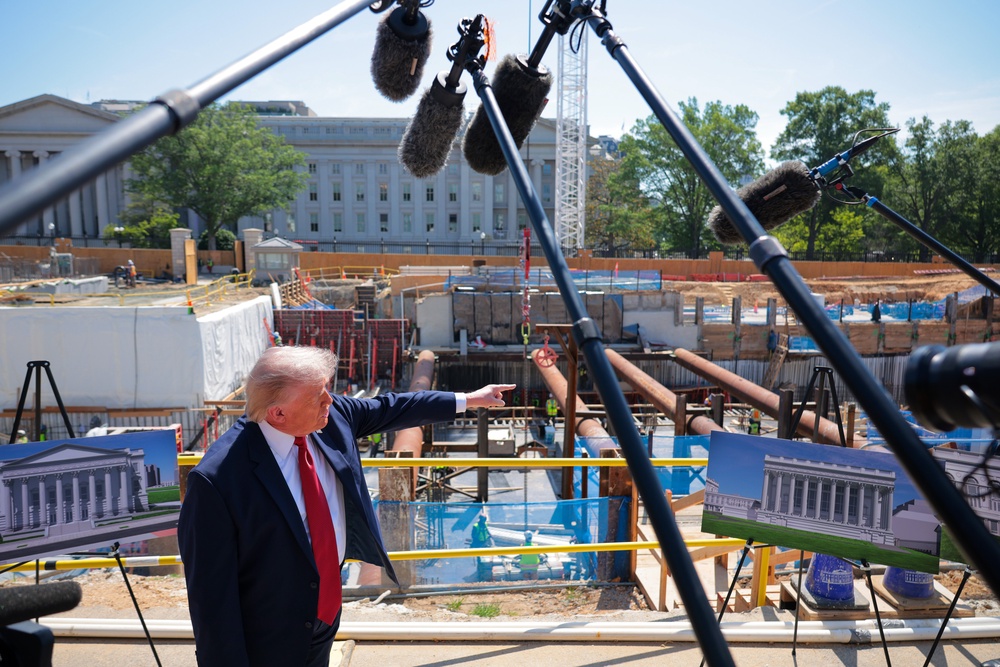 On Tuesday, Trump touted the progress being made on his White House ballroom after the Senate ditched a measure to provide $1 billion in security funds for the space (Getty Images)