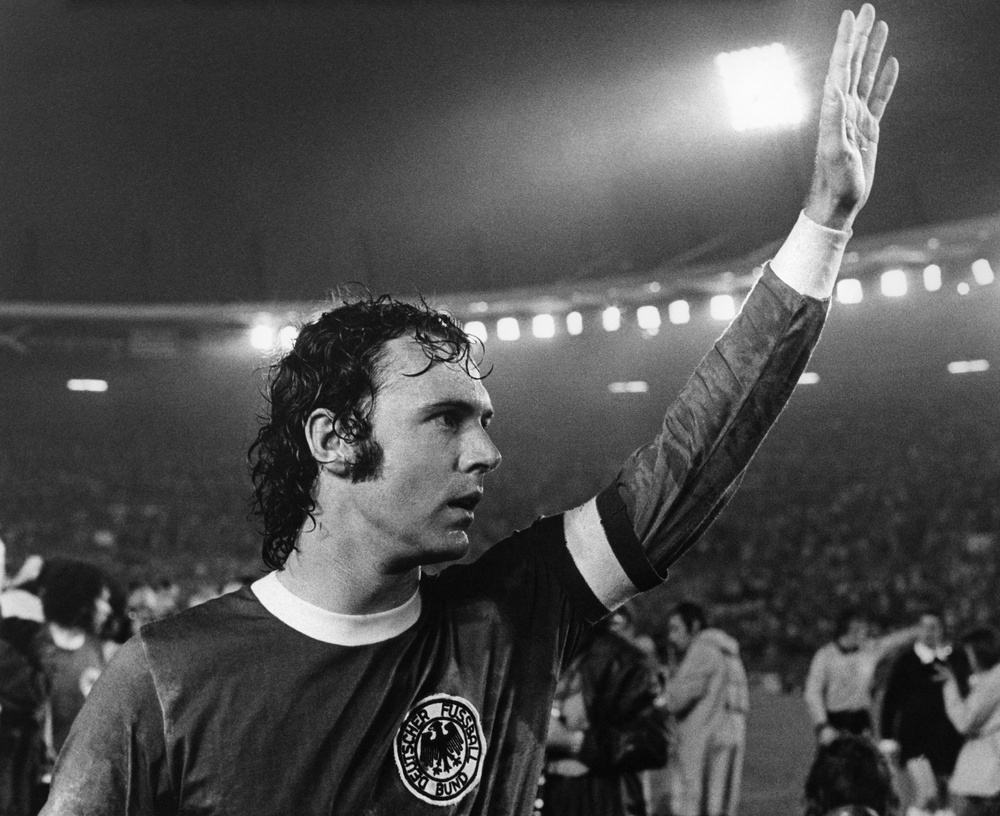 German football player Franz Beckenbauer waves to the spectators after winning the World Cup 1974 final football match against Sweden, in Dusseldorf, on June 30, 1974 (AFP/Getty)