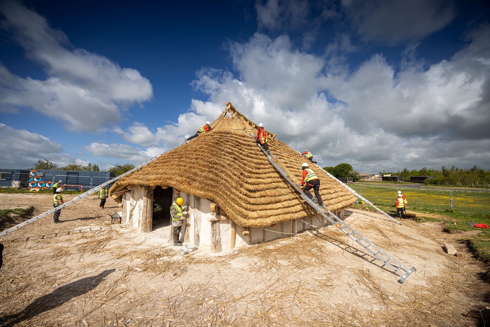 The hall has been built by a team of English Heritage volunteers using historically authentic methods and locally sourced materials (Christopher Ison/English Heritage/PA Wire)