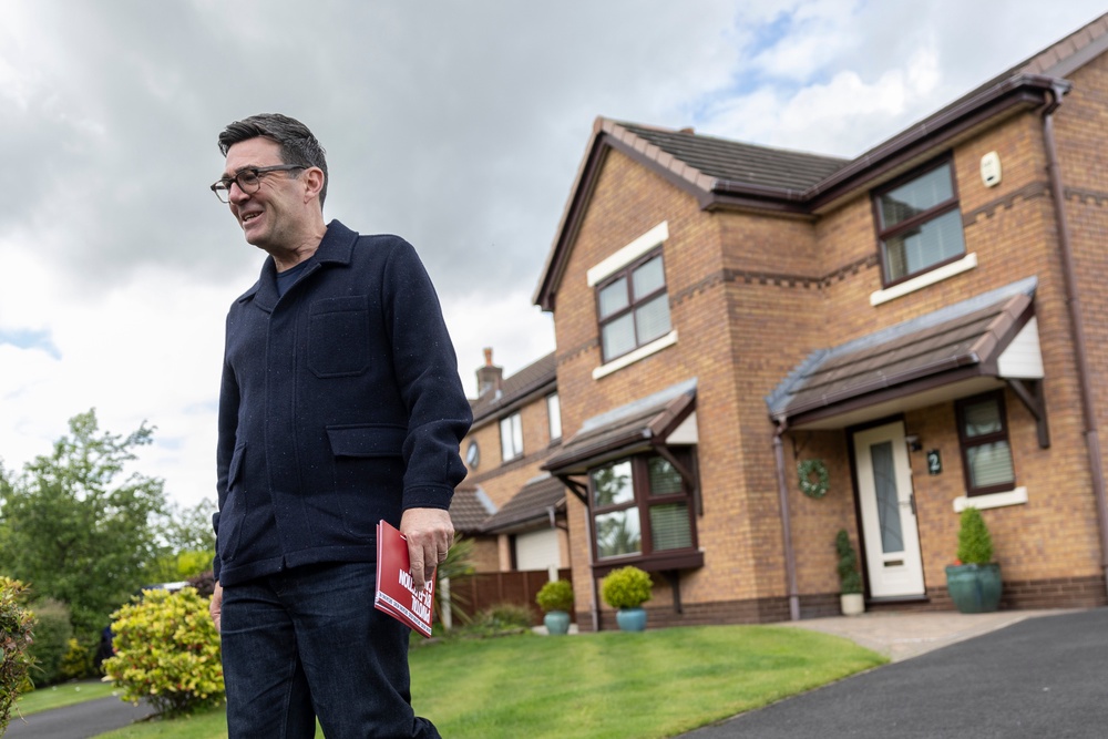 Andy Burnham, Mayor of Greater Manchester, goes door to door canvassing for the Makerfield by-election (Getty)