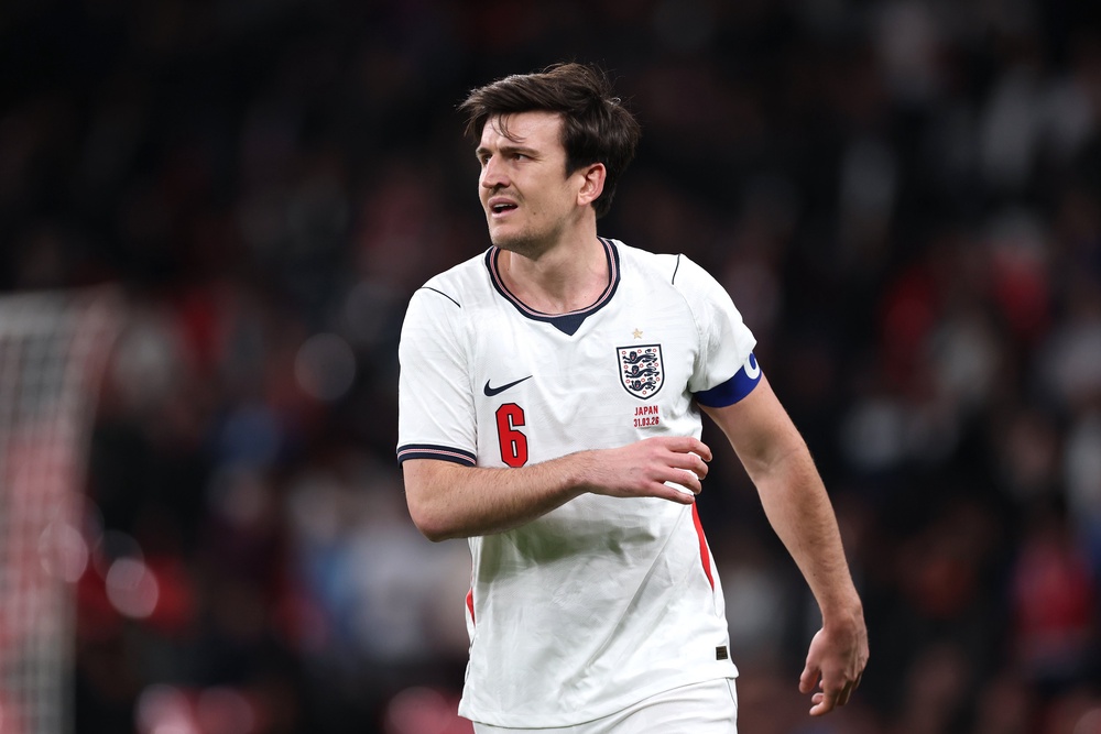 Harry Maguire in action for England in March (Getty)