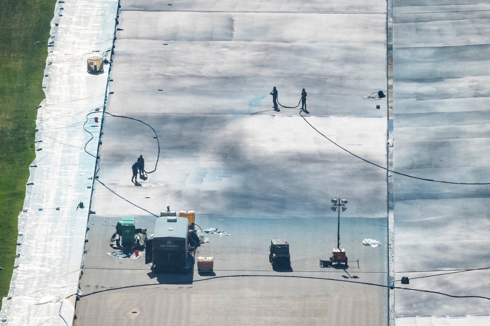 The opening of water fountains is part of Trump’s efforts to beautify Washington, D.C., culminating in the ‘granddaddy’ Lincoln Memorial reflecting pool (Getty Images)