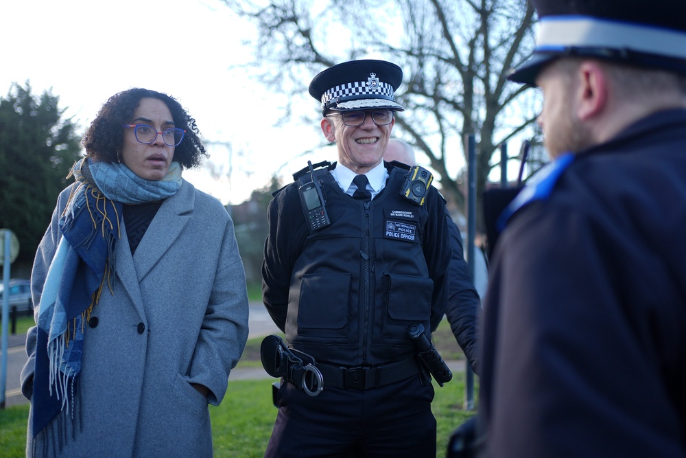 Met Commissioner Sir Mark Rowley with Kaya Comer-Schwartz (left) (Yui Mok/PA) (PA Archive)