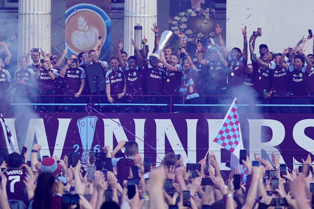 Thousands of Aston Villa fans turned out as the players celebrated their Europa League success (Jacob King/PA) (PA Wire)