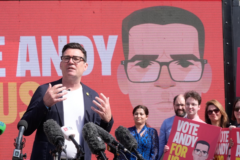 Andy Burnham makes a speech at the launch of his campaign as Labour's candidate for the Makerfield by-election (PA)