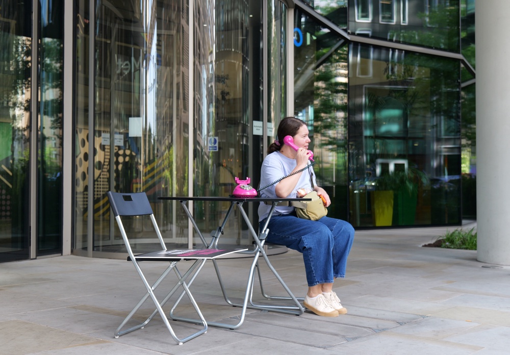 The protesters installed phones with prerecorded messages on what young people want from social media (Mad Youth Organise)