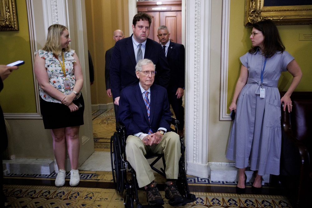 Former Senate GOP leader Mitch McConnell derided the DOJ weaponization fund idea as 'stupid' in a statement on Thursday (Reuters)