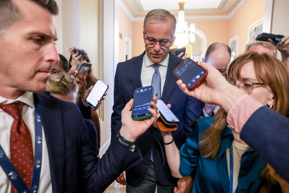 Senate Majority Leader John Thune finds himself locked in a duel with the White House over funding for a DOJ 'slush fund' (Getty)