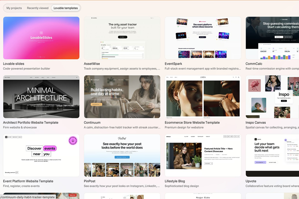 The Lovable template library is invaluable (Jennifer Allen/Lovable)