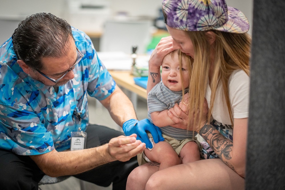 Measles could spread at the World Cup this summer, particularly because it has a lengthy incubation period. Pictured:  A one-year-old is receives an MMR vaccine in Texas in 2025 (Getty Images)