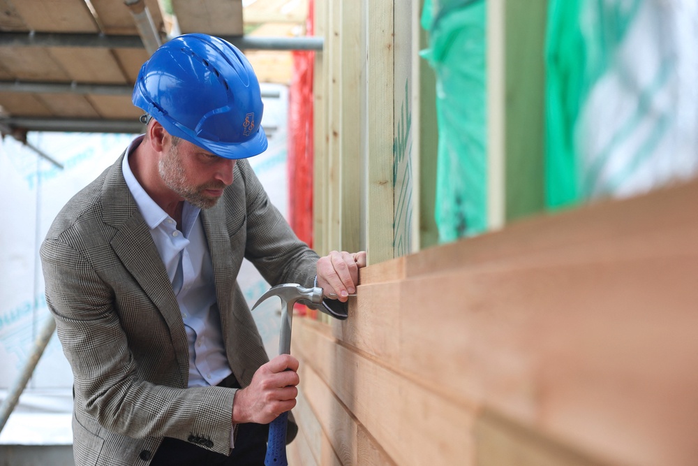 William visits the construction site of 10 new sustainable homes (Hannah McKay/PA) (PA Wire)