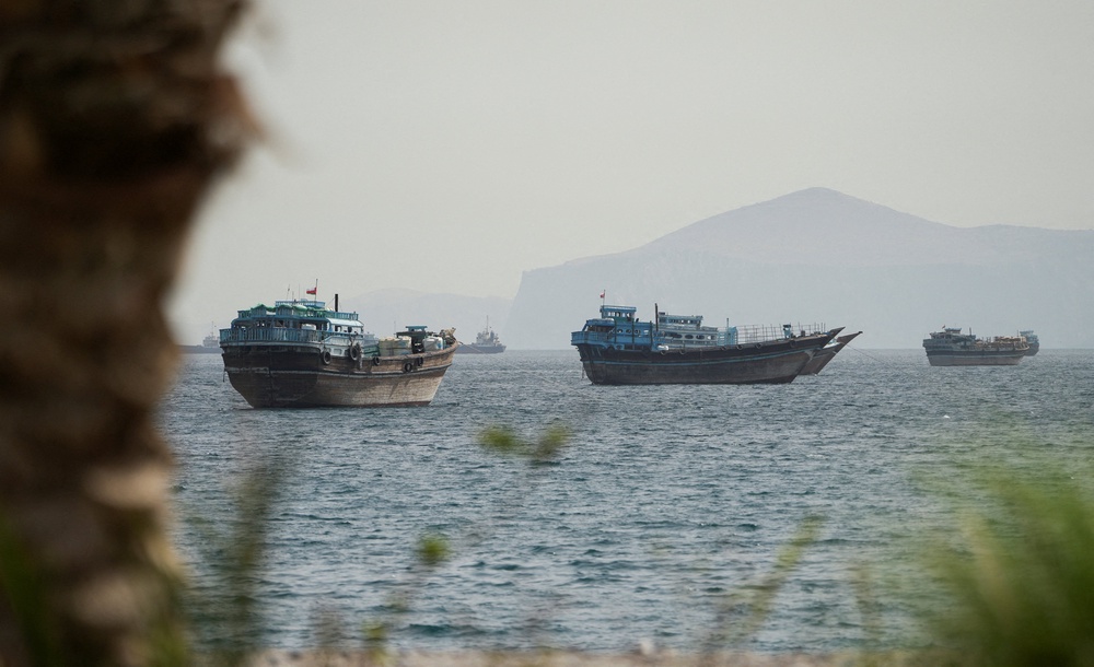 Vessels sail through the Strait of Hormuz, Musandam, Oman (Reuters)