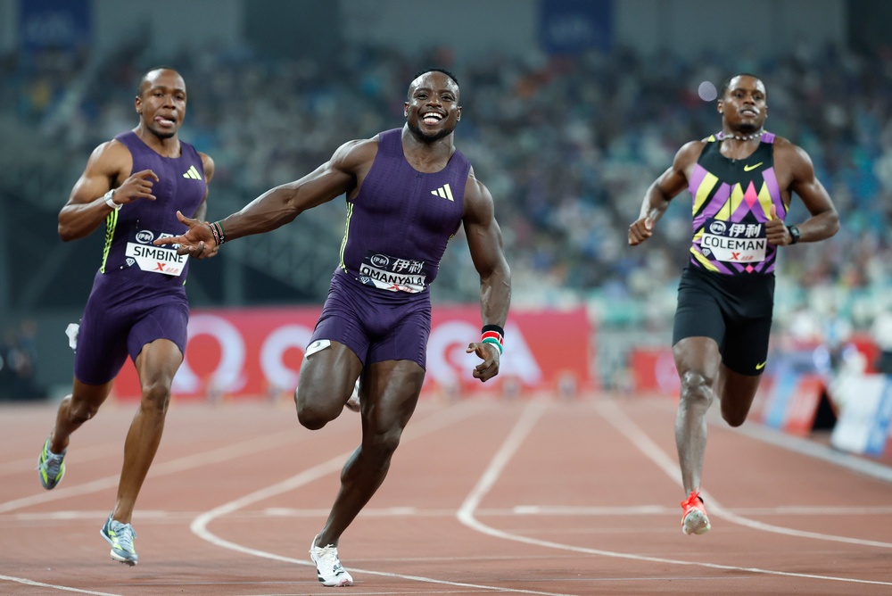 Ferdinand Omanyala surged to victory in the men’s 100m (Getty)