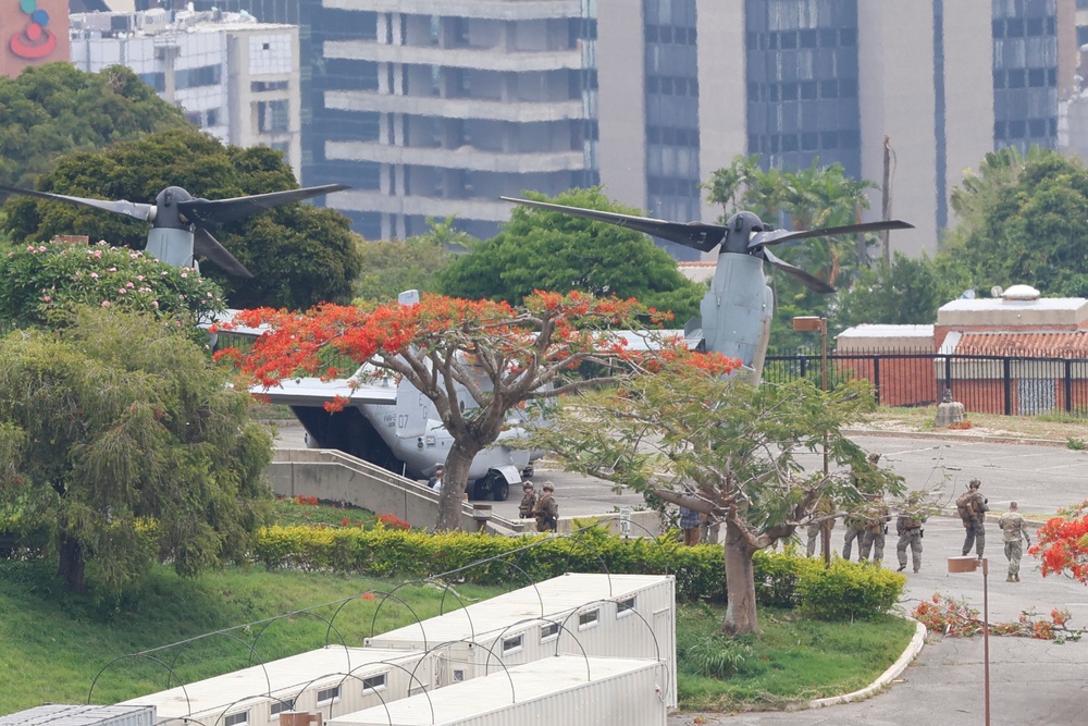 The U.S. military holds emergency and air evacuation drill in Caracas, Venezuela, Saturday, May 23, 2026 (AP Photo/Pedro Mattey)
