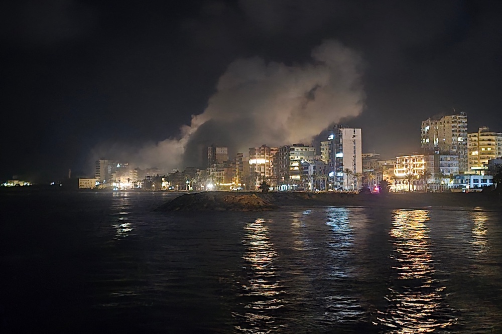 Smoke rises from the site of an Israeli strike that targeted an area in the southern Lebanese coastal city of Tyre on May 23 (AFP/Getty)