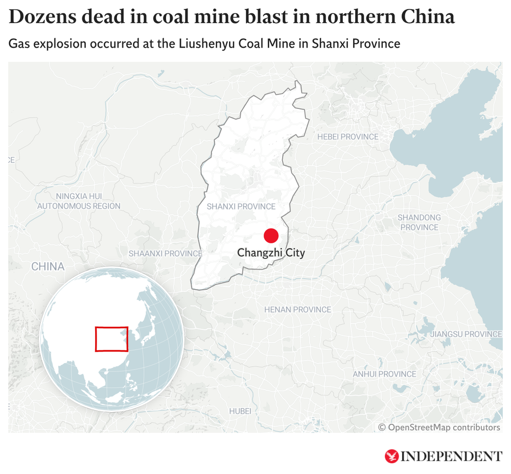 Map shows location of the mine where the blast occurred (The Independent)