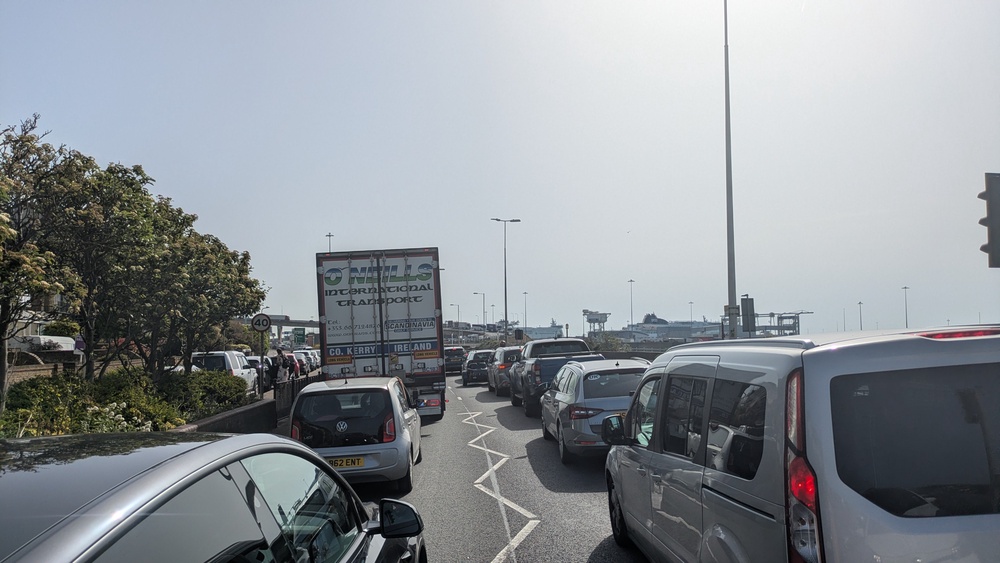 Cars at a standstill as they wait to enter the Port of Dover on Saturday (Rosamund Hall/ The Independent)