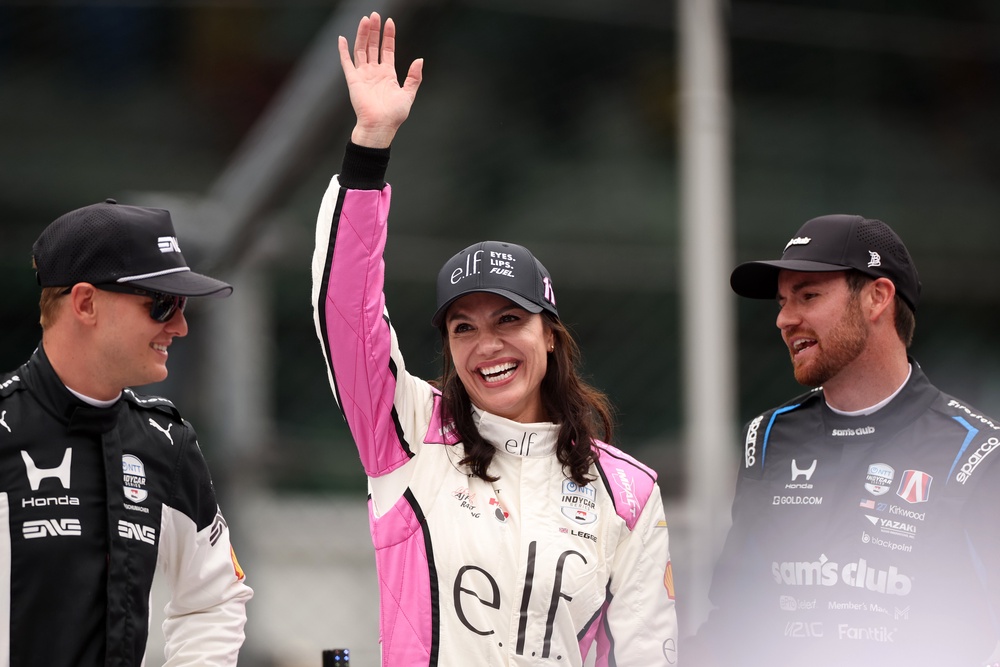 Legge, driver of the #11 HMD Motorsports w/ AJ Foyt Racing Chevrolet is introduced prior to the NTT IndyCar Series 110th Running of the Indianapolis 500 at Indianapolis Motor Speedway on May 24, 2026 in Indianapolis, Indiana (Getty Images)