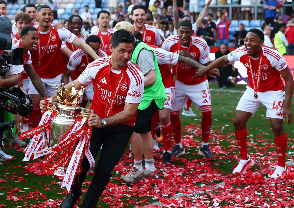 After three runners-up finishes, Arteta banished Arsenal ‘doubts’ to make the Gunners champions again (Reuters)