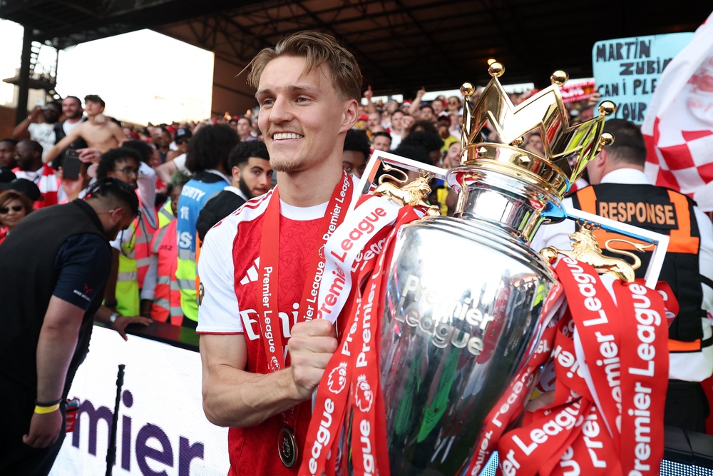 Odegaard beams with delight (Getty)