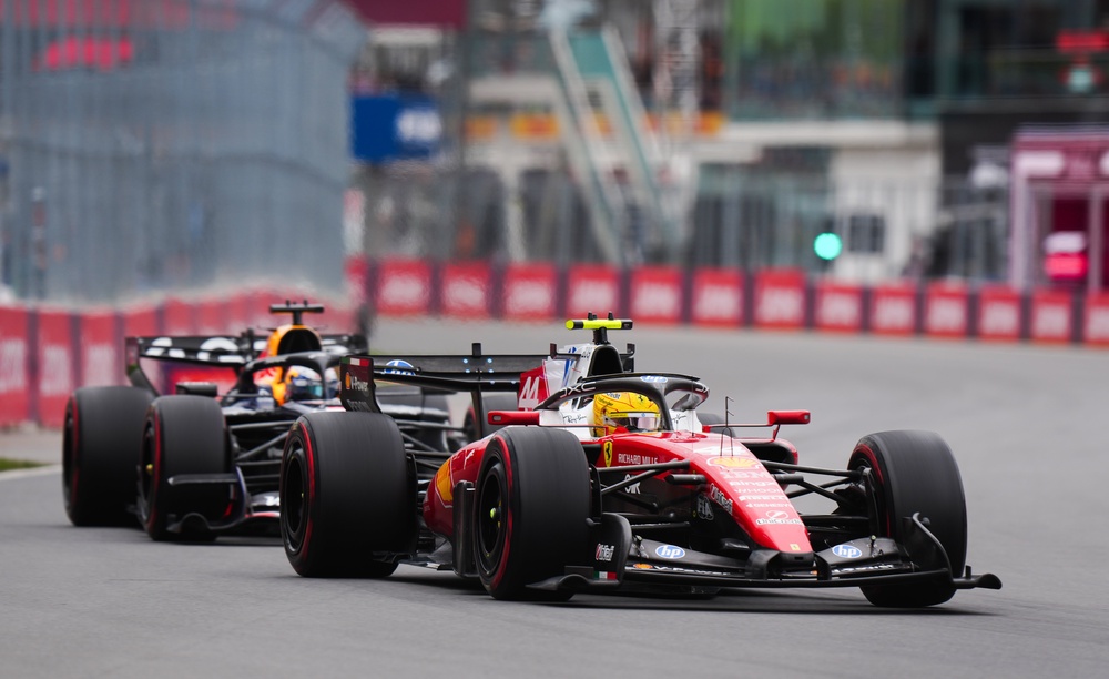 Lewis Hamilton took second late on after a pass on Max Verstappen