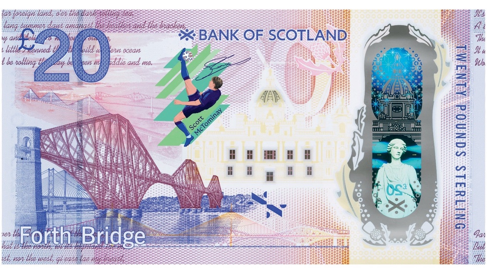 The Bank of Scotland has unveiled a new limited edition £20 banknote featuring an image inspired by Scott McTominay’s iconic overhead-kick (Garry Torrance/PA)