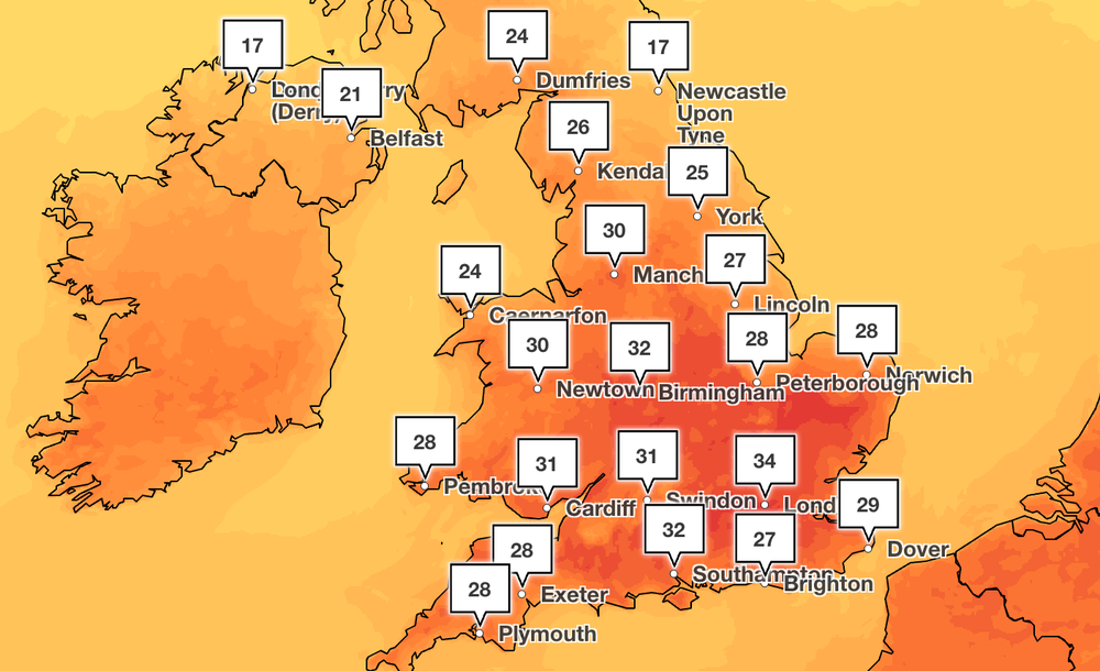 Record-breaking temperatures are also forecast for Tuesday (Met Office)