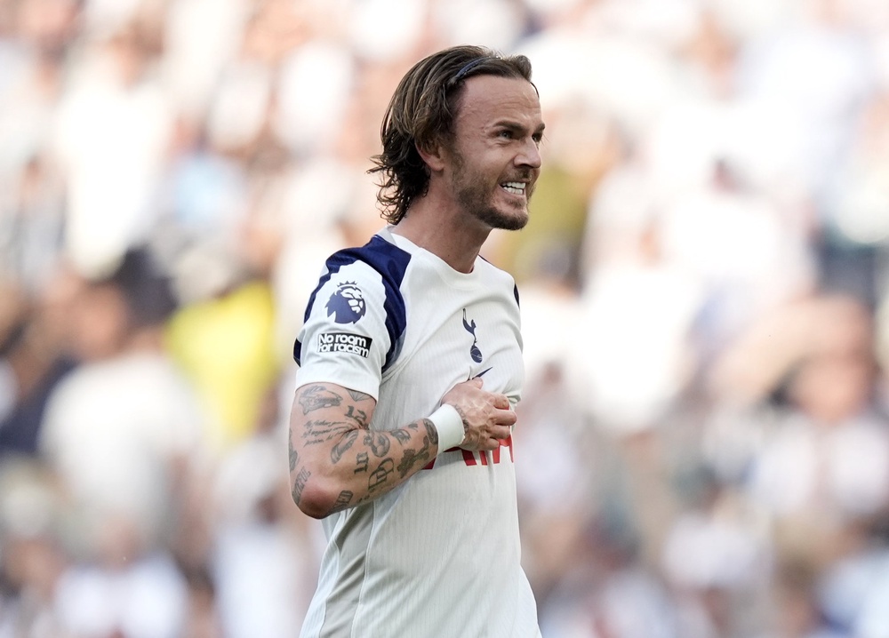 James Maddison celebrates after the Everton match (Andrew Matthews/PA) (PA Wire)