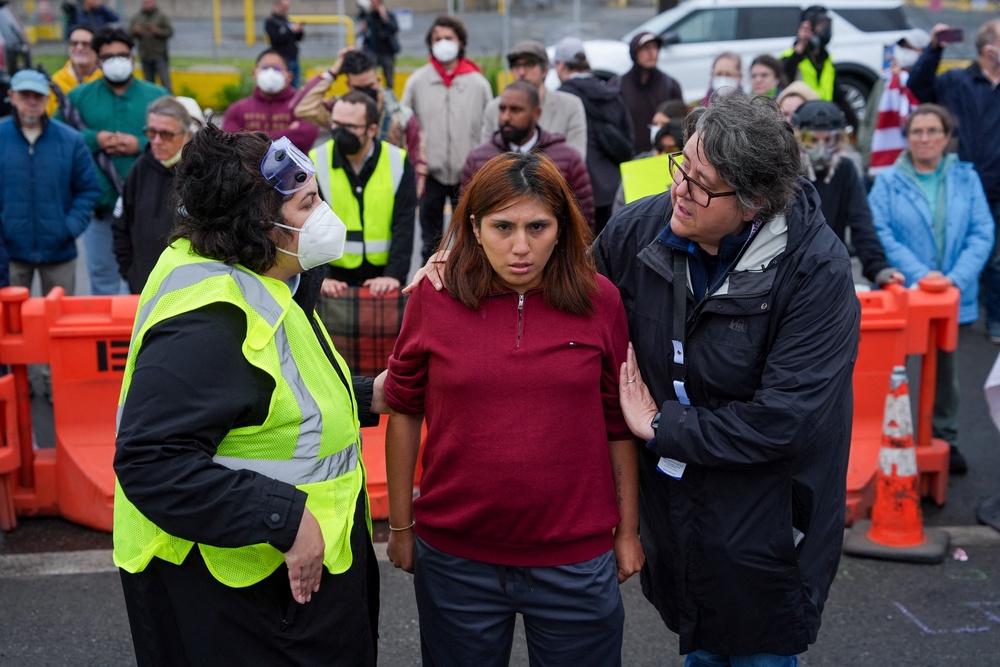 Gabriela Soto, who is four months pregnant, has been protesting outside Delaney Hall for several days while her husband Martin Soto is fighting for his release from the detention center (Reuters)