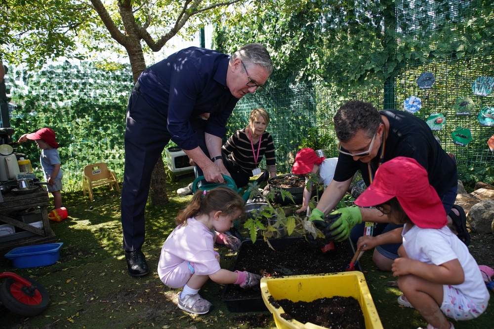 Sir Keir Starmer with children at Acorn Nursery in Brighton (Gareth Fuller/PA) (PA Wire)