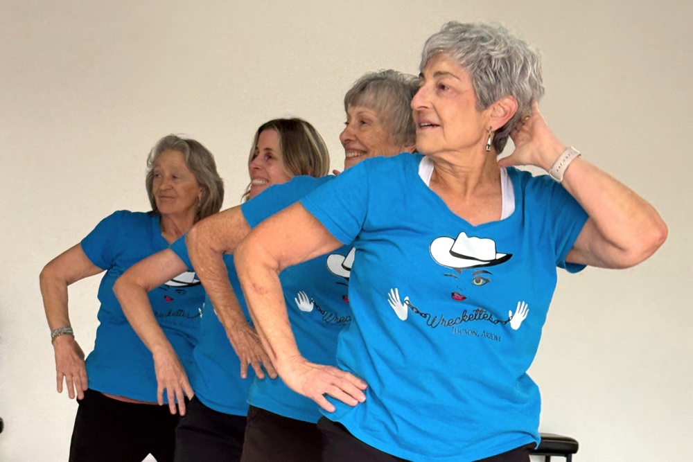 Medical professionals say it doesn’t matter if it’s Western line dancing, ballroom steps, salsa, tap, Zumba at the gym, or with a group like the Wreckettes (Anita Snow via AP)