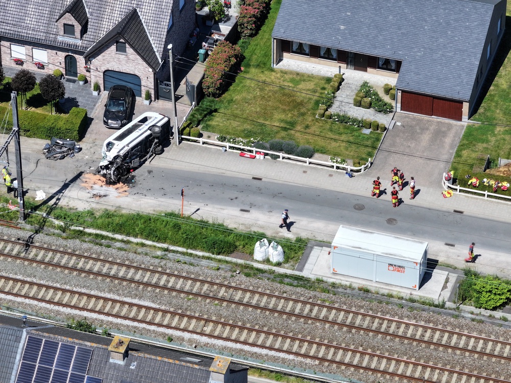 A drone view of the railway track where the crash took place (Reuters)