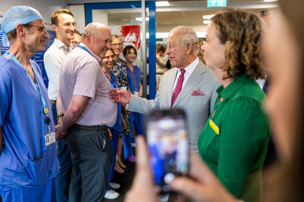 The King, royal patron of Macmillan Cancer Support, met people for whom the centre had been a lifeline during treatment (James Glossop/The Times/PA Wire)