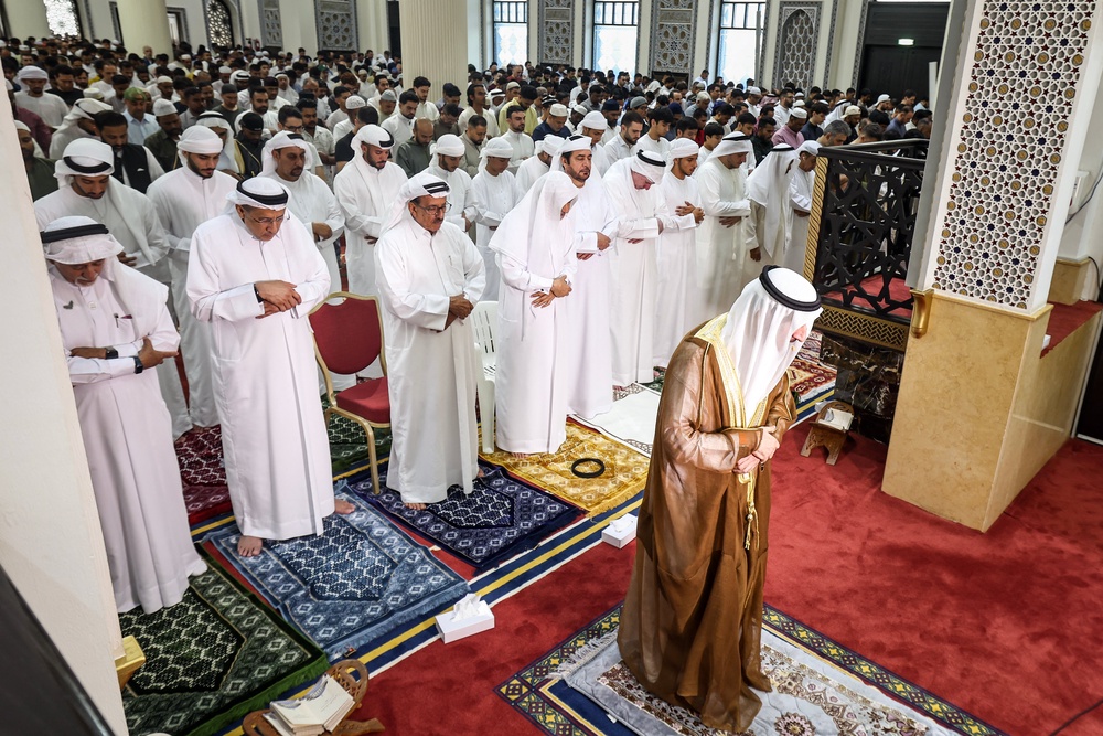 Muslims perform a special morning prayer marking the start of Eid al-Adha, the Feast of Sacrifice, at the Al Farooq Omar Bin Al Khattab Mosque in Dubai on 27 May 2026 (AFP/Getty)