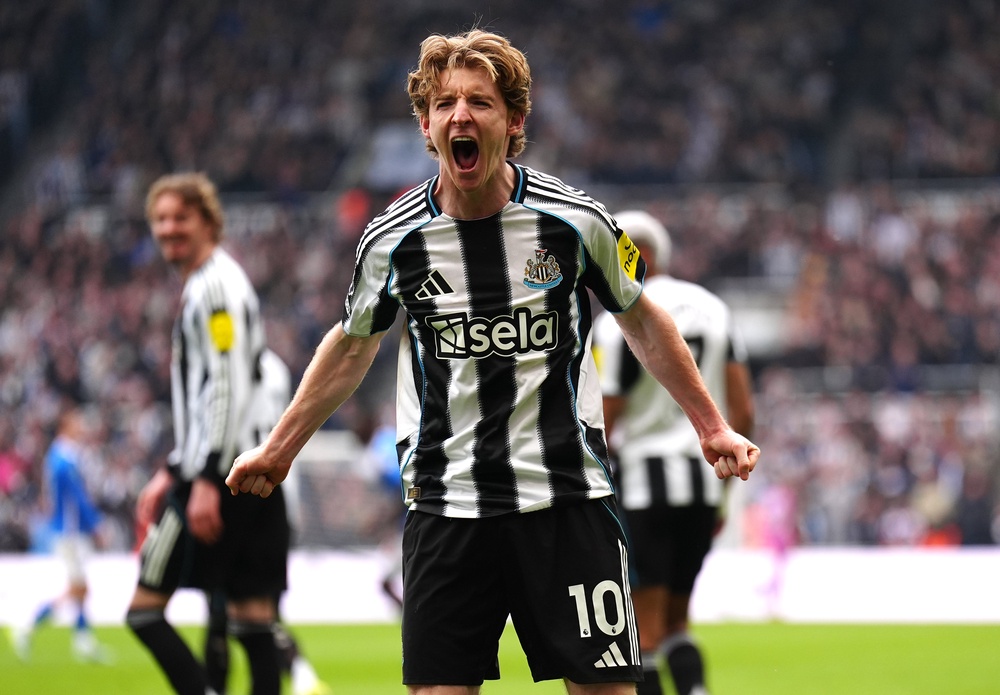 Anthony Gordon celebrates scoring against Sunderland in March (Owen Humphreys/PA). (PA Wire)