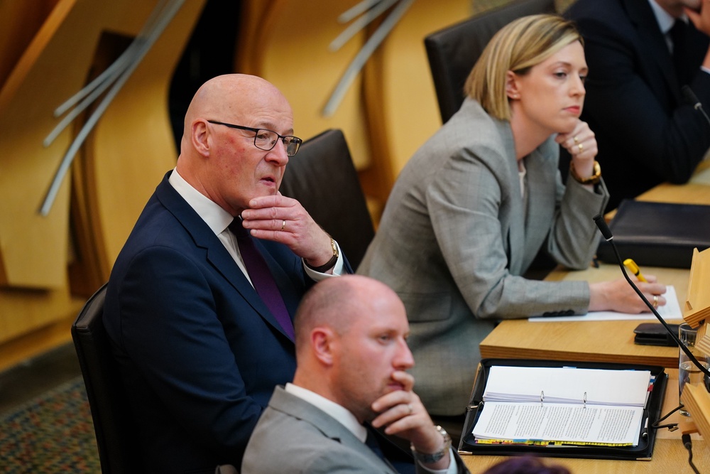 First Minister John Swinney has vowed to press Sir Keir Starmer on the issue of a second independence referendum – but Downing Street has already dismissed Tuesday’s vote for powers to be transferred. (Jane Barlow/PA)