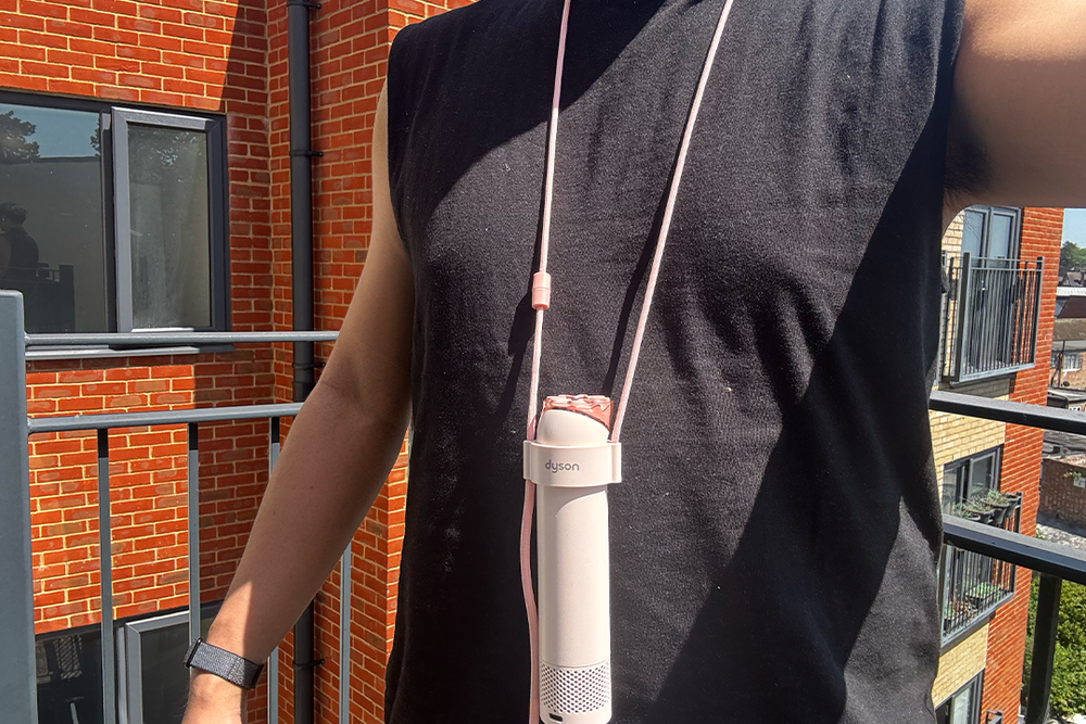 You can hang it around your neck using the included lanyard (Alex Lee/The Independent)