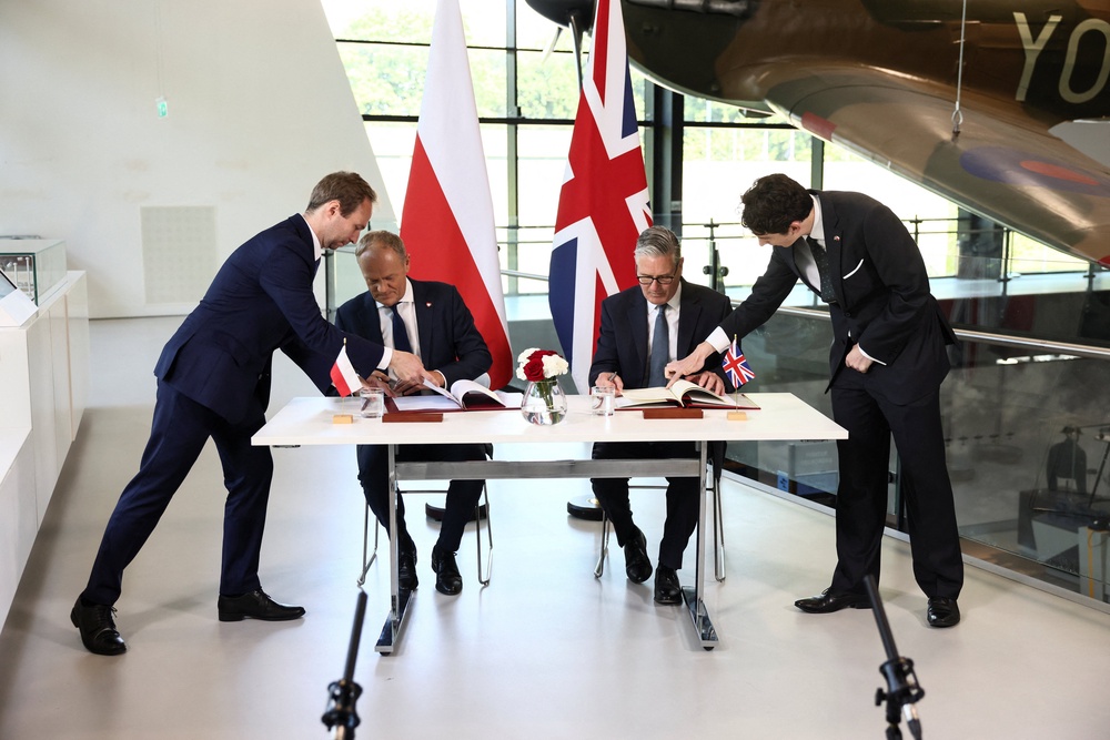 Sir Keir Starmer and Donald Tusk signed a UK-Poland defence and security treaty (Jack Taylor/PA) (PA Wire)