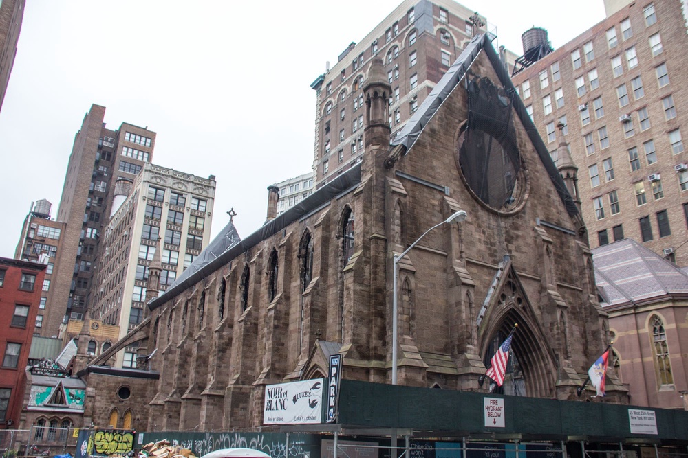 A priest at St. Sava Serbian Orthodox Church, in Manhattan's Chelsea section, is at the center of a lawsuit brought by a parishioner and tenant who claims her confession was exposed in a bid to get her out of her rent-stabilized apartment (Creative Commons)