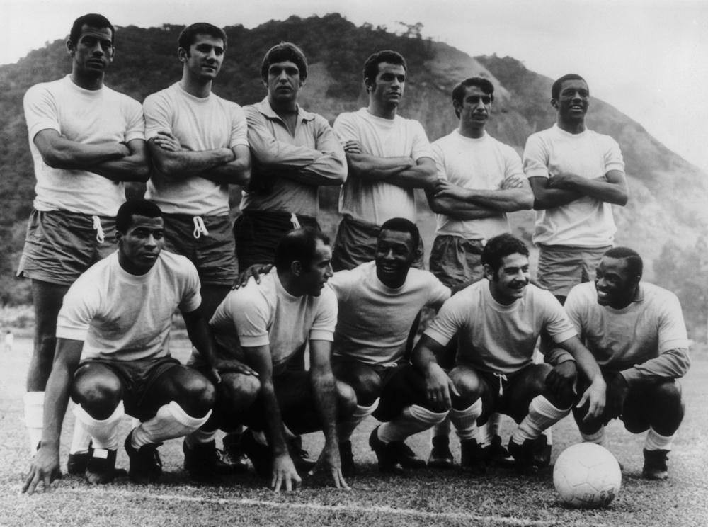 Pele (bottom-centre) was part of the famous 1970 Brazil World Cup-winning squad (Getty)