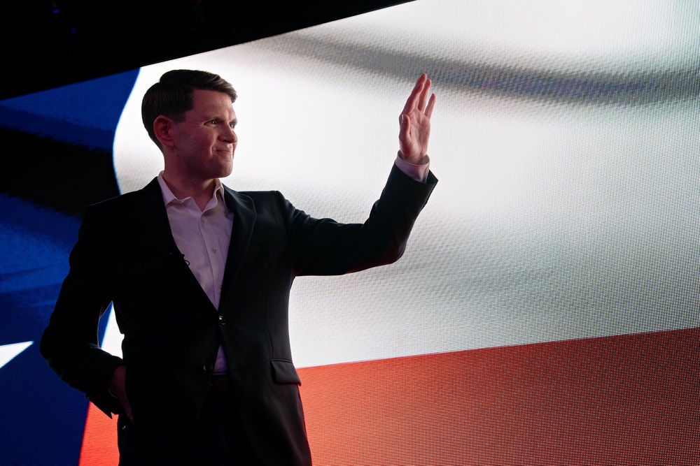 Texan Democratic Senate Candidate James Talarico was labeled as 'transgender' by Ms Miller's husband (Getty)