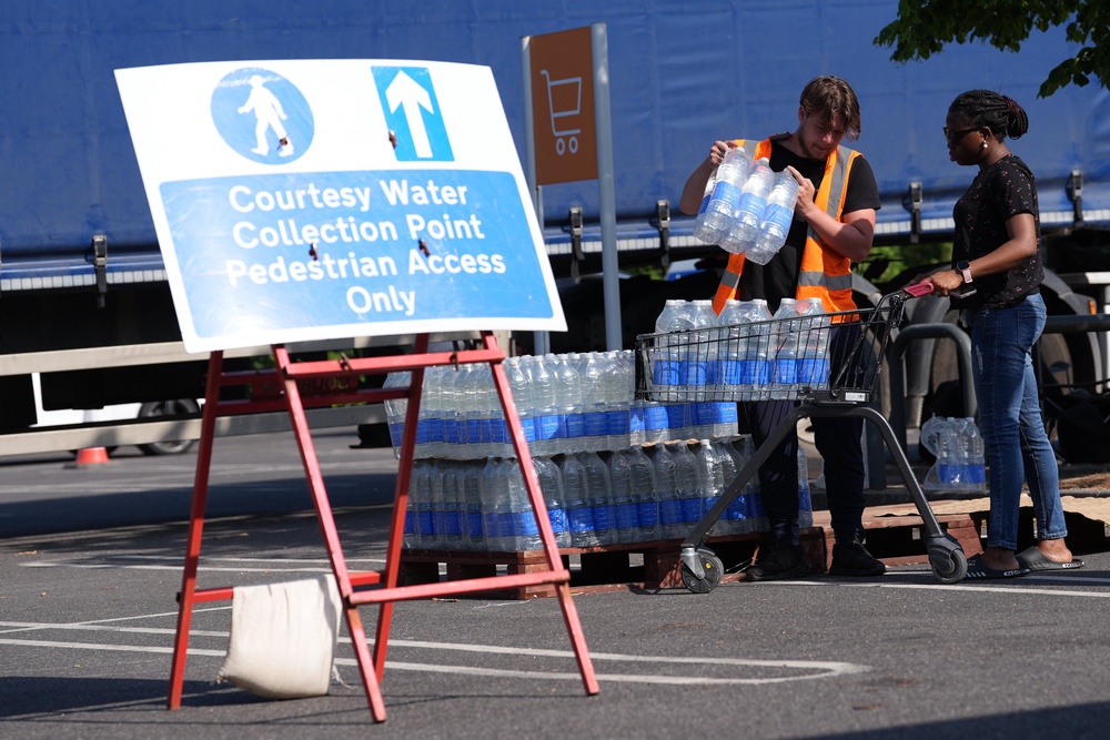 A bottled water collection point has been set up near Whitstable (Gareth Fuller/PA)
