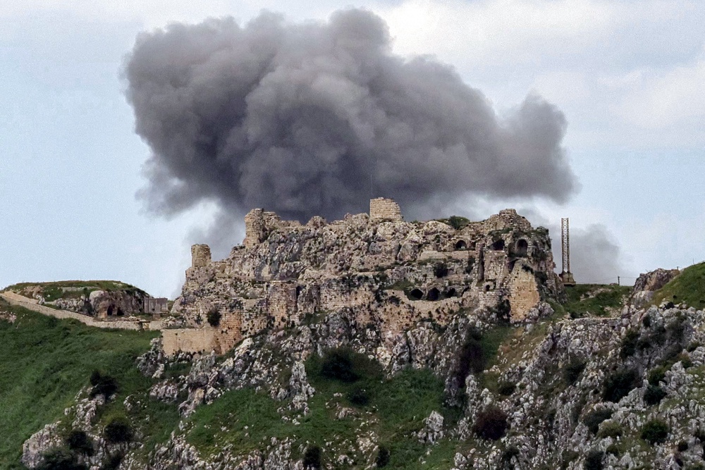 The area around has previously been bombarded, as shown in this image from 6 May (AFP/Getty)