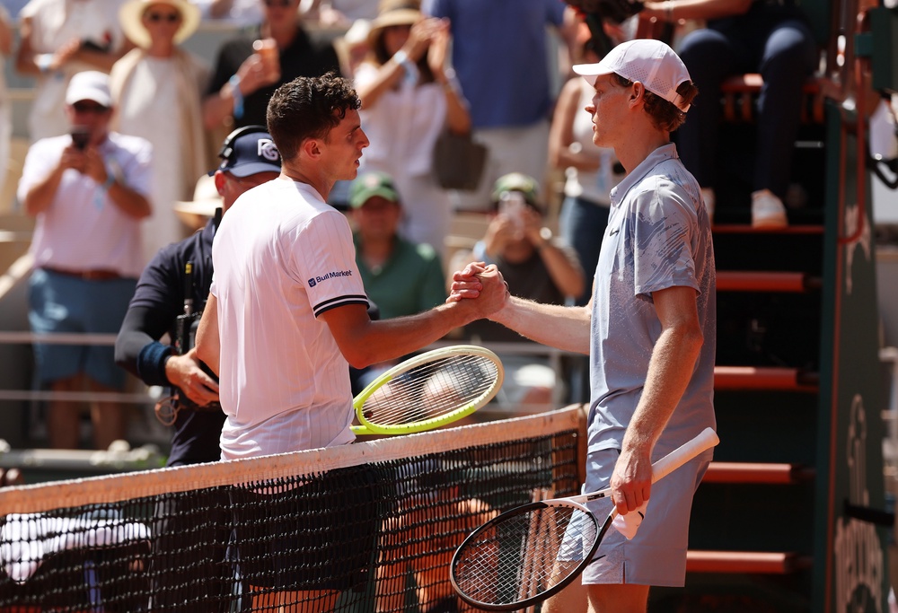 Cerundolo admitted he felt ‘lucky’ after coming from two sets down to beat Sinner (Getty)