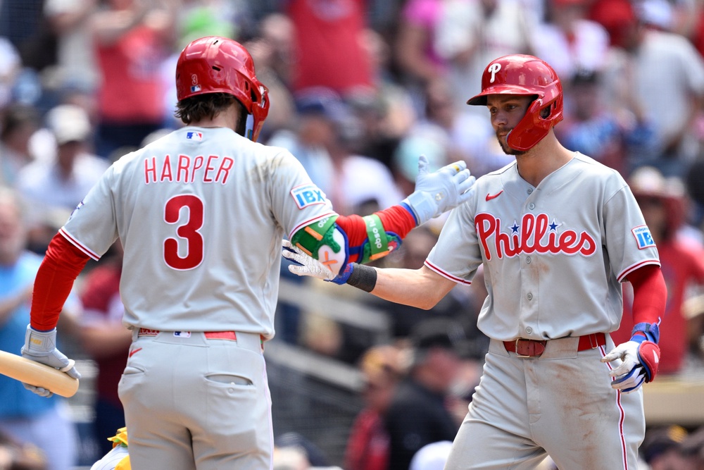 The San Diego Padres, Harper's opponents, playfully trolled the star, displaying his unique habit as a ‘fun fact’ on their videoboard (Getty Images)