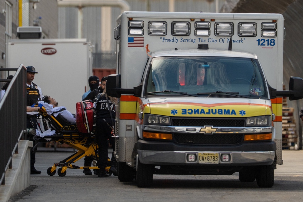Ambulances were seen responding to Delaney Hall after reports of unrest inside the facility on May 28 (Reuters)